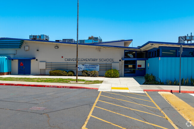 An entrance view to Carver Elementary School.