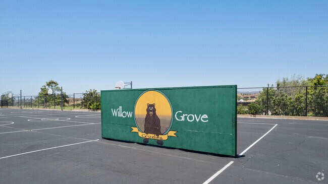 Decorated handball courts are found at Willow Grove Elementary School.