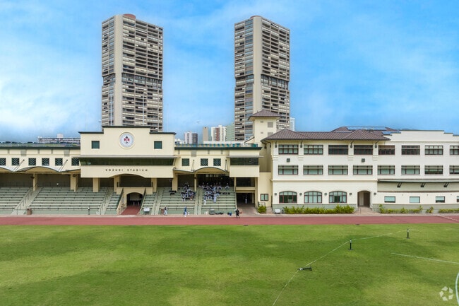The stadium a 'Iolani School accommodates spectators at track meets and football games.
