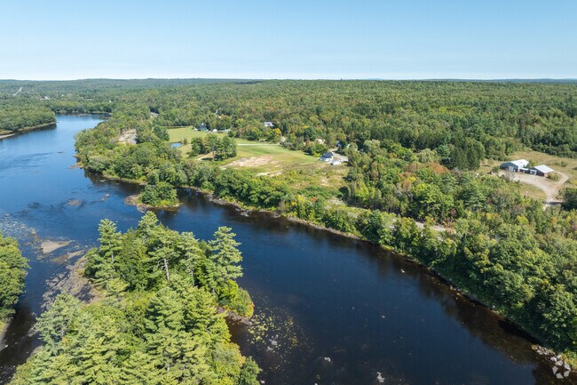 Homes with large lots line the banks of the of the Penbscot River in Mattawamkeag.