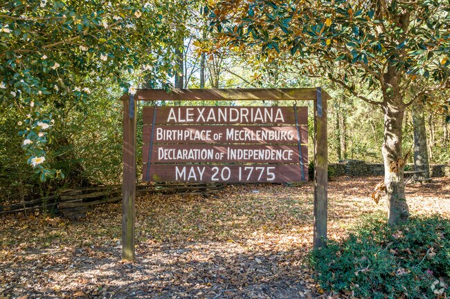 Alexandriana Park is the monument to the signers of the Mecklenburg Declaration of Independence.