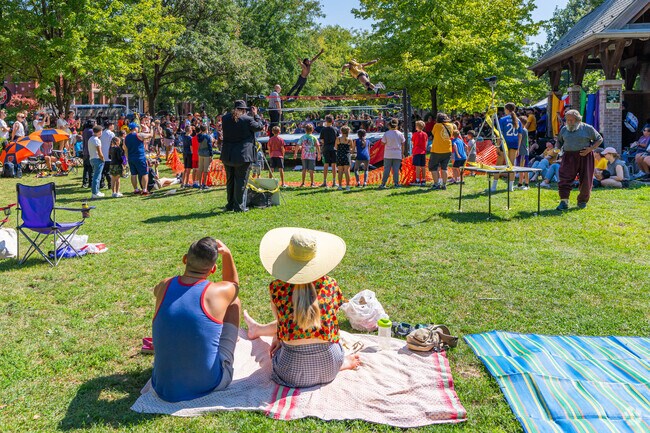 Wrestlers reach great heights to the amazement of onlookers at Lucha Libre in Unity Park.