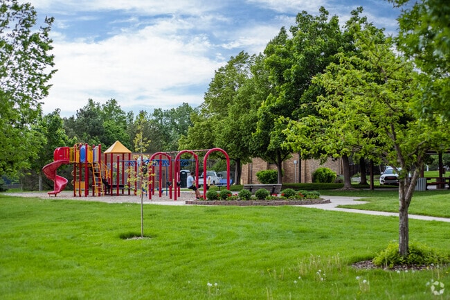 Outlook Park has a playground, volleyball, and walking paths.