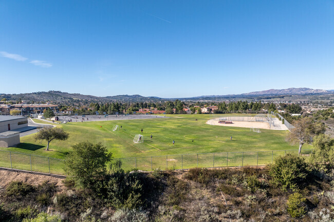There are multiple soccer fields at Mesa Verde Middle School.