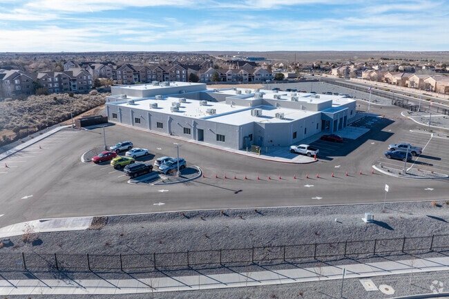An aerial view of Southwest Aeronautical Mathematics and Science Academy.