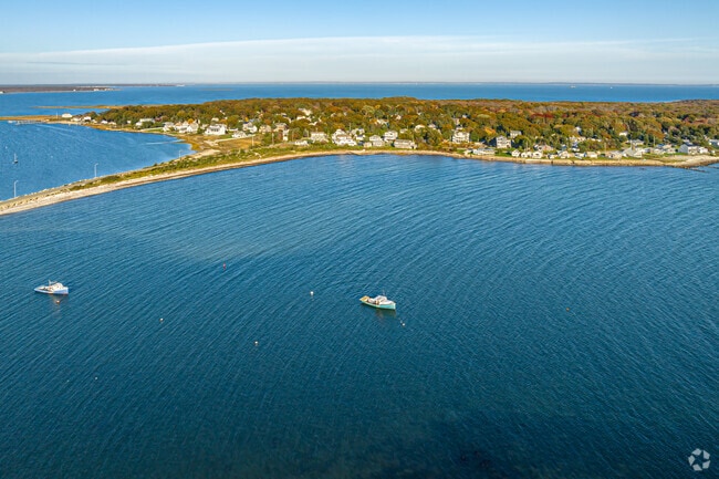 West Island sits off Fairhaven’s south coast, surrounded by Buzzards Bay waters.