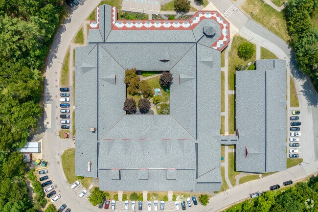 Aerial top-down view of H. Olive Day School.
