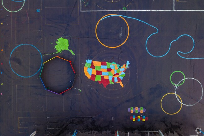 Painted black top of the United States in Buckman Elementary School.