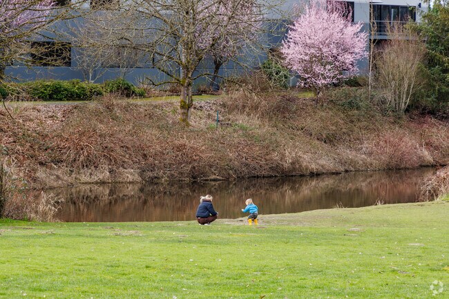 Wilmot Gateway Park along the Sammamish River provides scenic views.