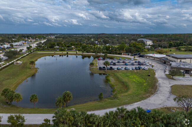 Sonshine Christian Academy has a large pond in the front of the school.