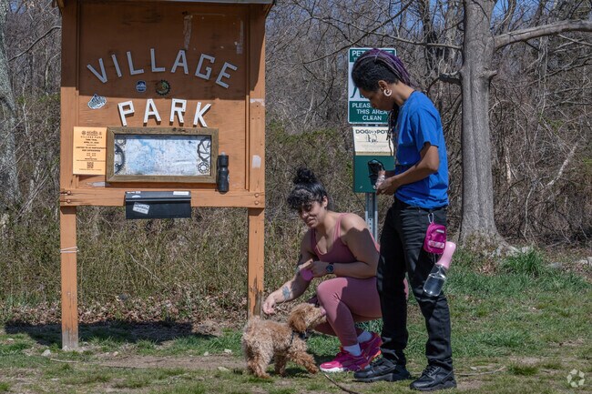Village Park in South Swansea features wooded trails and pond views.