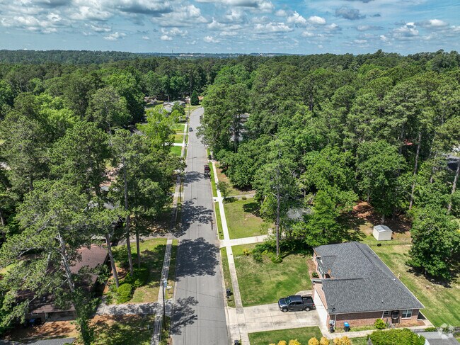 An aerial shot of homes in Monclair of Augusta, GA.