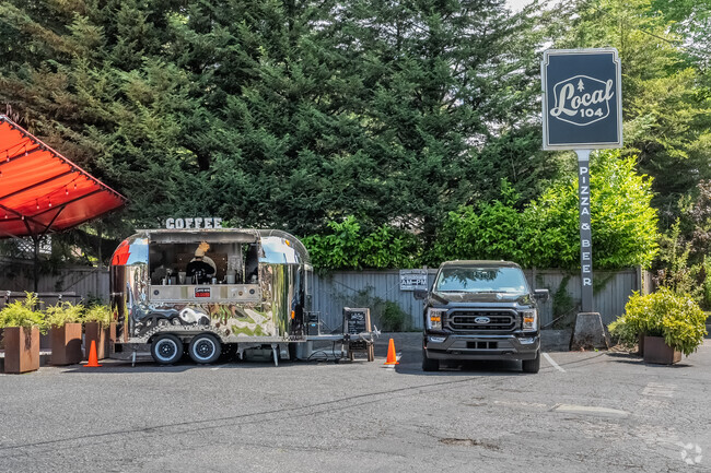 Outside Local 104 in Horizon View, you can grab coffee from the shiny coffee stand.