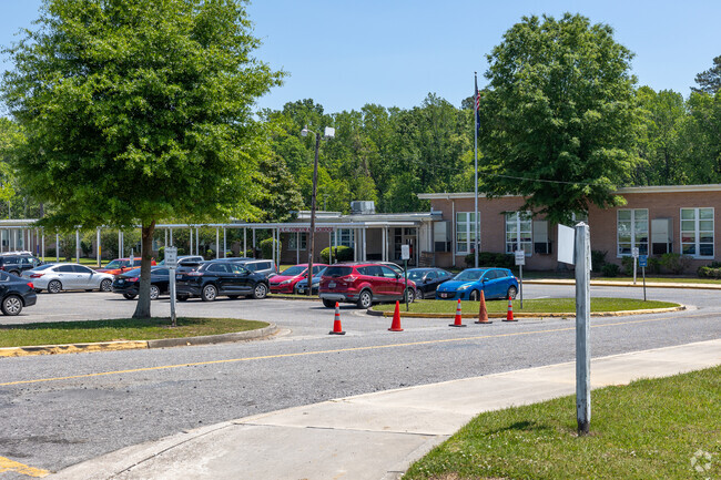 A.C. Corcoran Elementary School in North Charleston has pick up and drop off lanes.