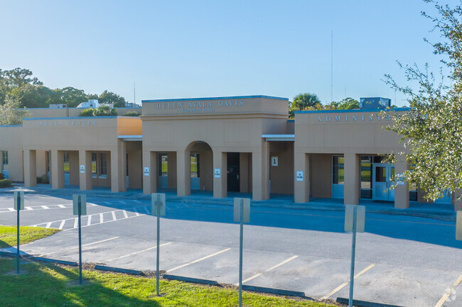 Davis Elementary School entrance greets students.