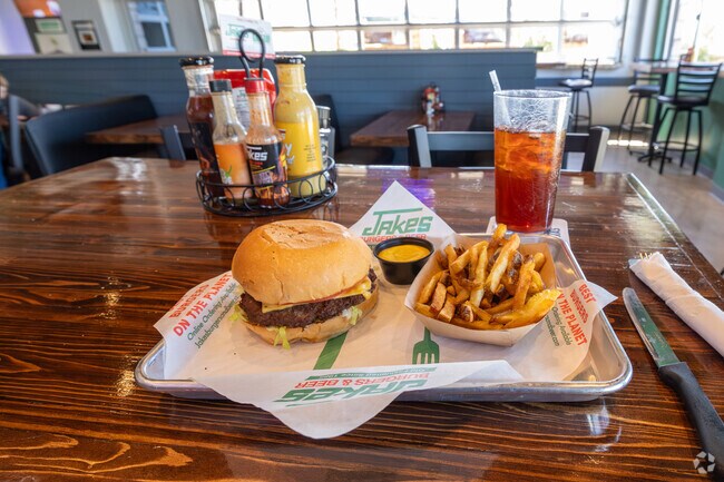 Jake's Burgers in Sachse are 100% fresh beef from Fort Worth, TX.
