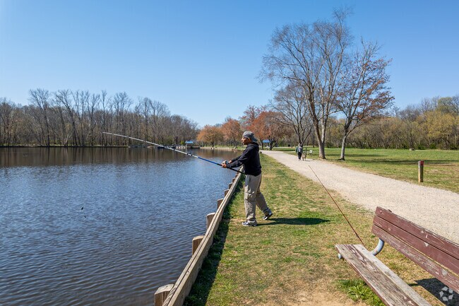 You'll find locals doing a little fishing at McAlpine Creek Park near Providence Park.