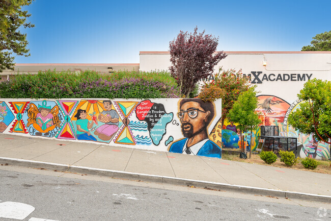 A mural in front of Malcolm X Academy in San Francisco.