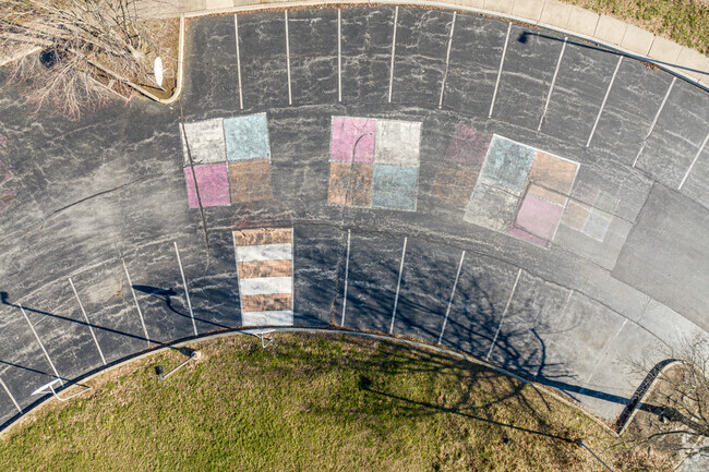 A parking lot doubles as an activity area at St. Maximilian Kolbe School.