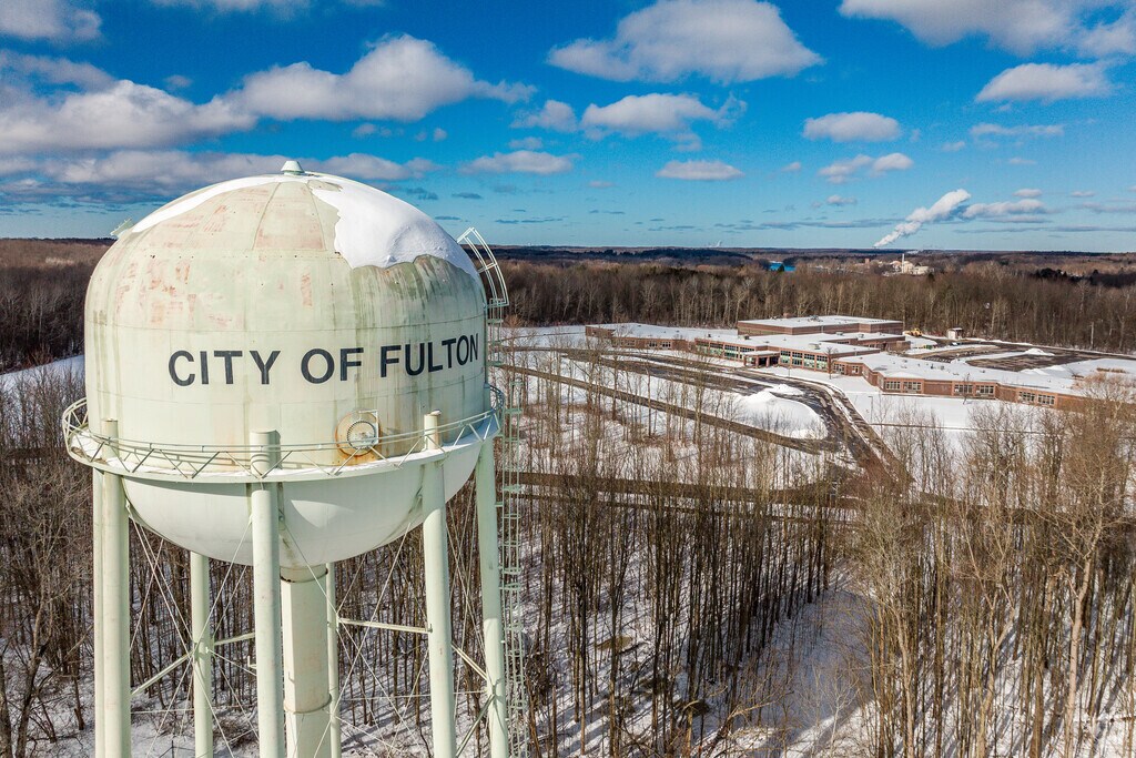 Granby Elementary School is right next to one of the iconic water towers of Fulton.