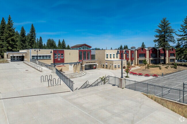Students burn calories walking the stairs at Alder Creek Middle School.