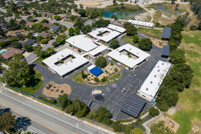 Birds eye view of Chaparral Elementary School in the city of Claremont.