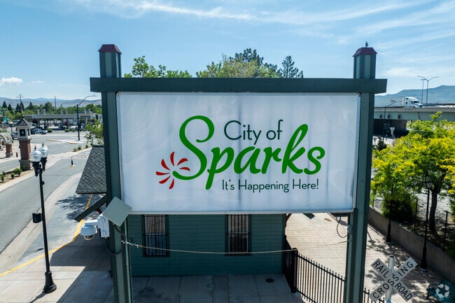 The City of Sparks sign that sits above Lillard Park.