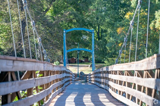 Palmerton Park has a fun bridge to explore.