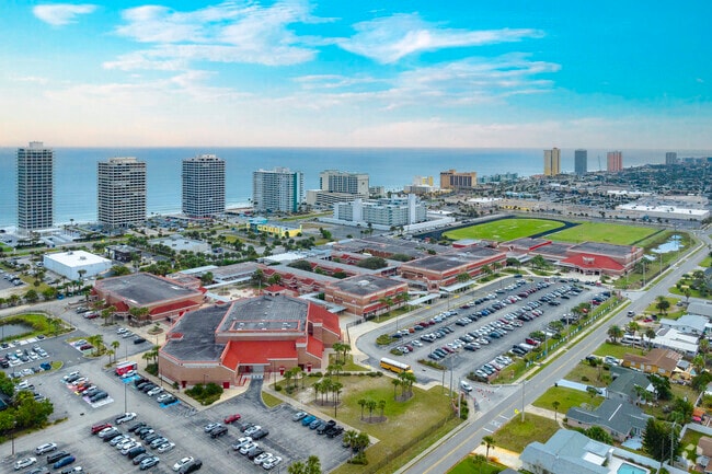 Seabreeze High School students enjoy the ocean breeze while walking to class.