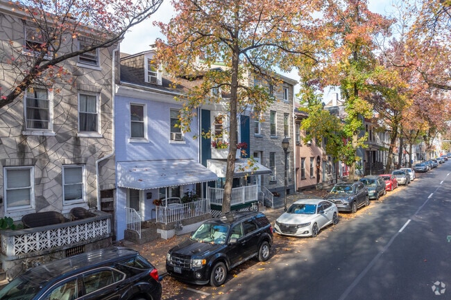 Some residential streets in downtown Reading are tree-lined and feature wide sidewalks.