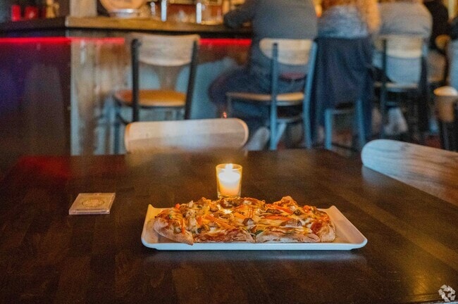 A delicious pizza from the eMbers Station Bistro & Bar in Rensselaer, IN near the Jordan area.