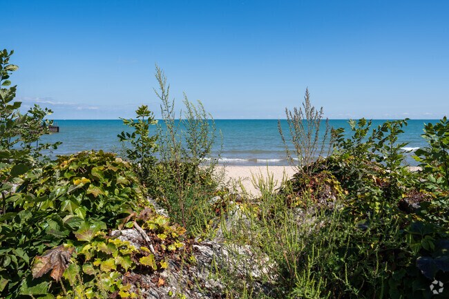 Lake Michigan shines at Centennial Park—just one of Downtown Evanston’s many outdoor gems.