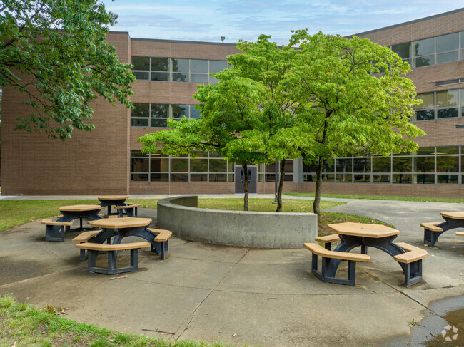 The courtyard at Marlboro Middle School is a nice place for a lunch break.