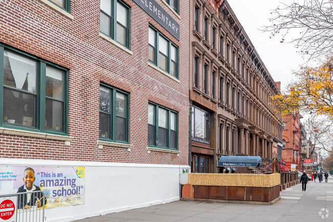 Harlem Village Academy West Lower Elementary in Harlem enjoys easy access from the street.