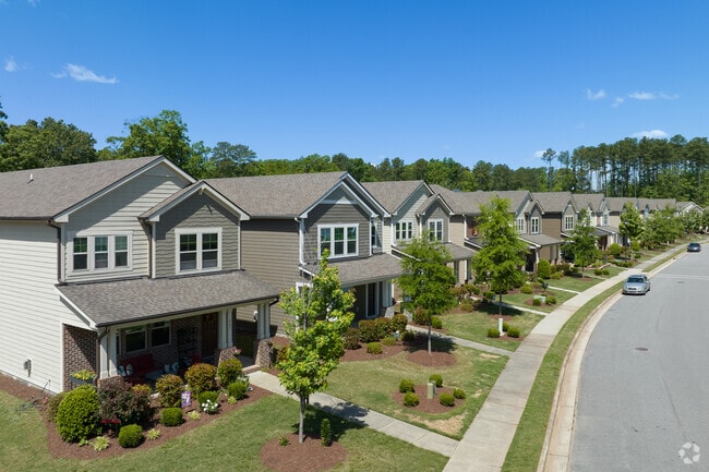Large front porches define these homes in Morrisville.