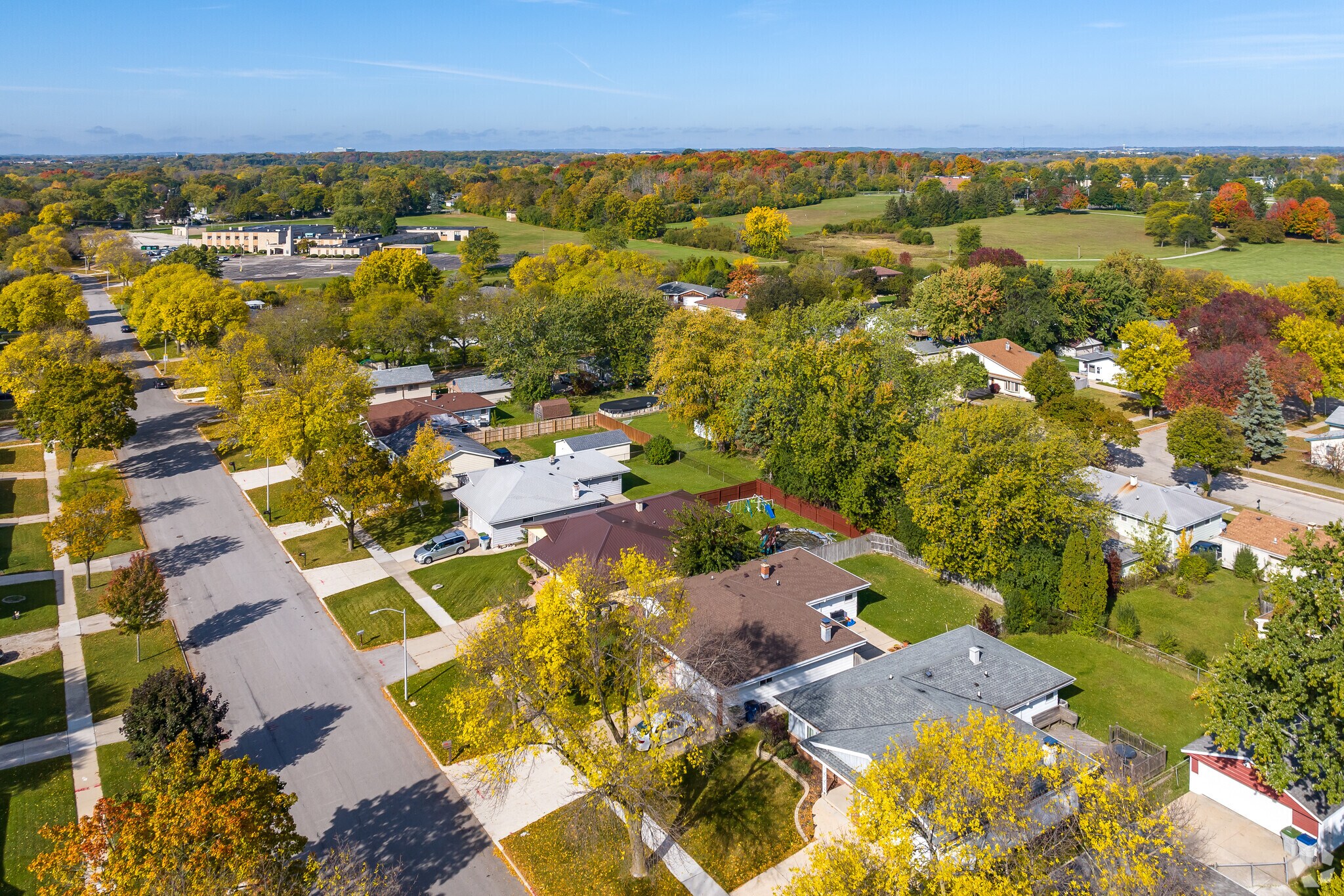 An aerial view of the Menomonee River Hills neighborhood.