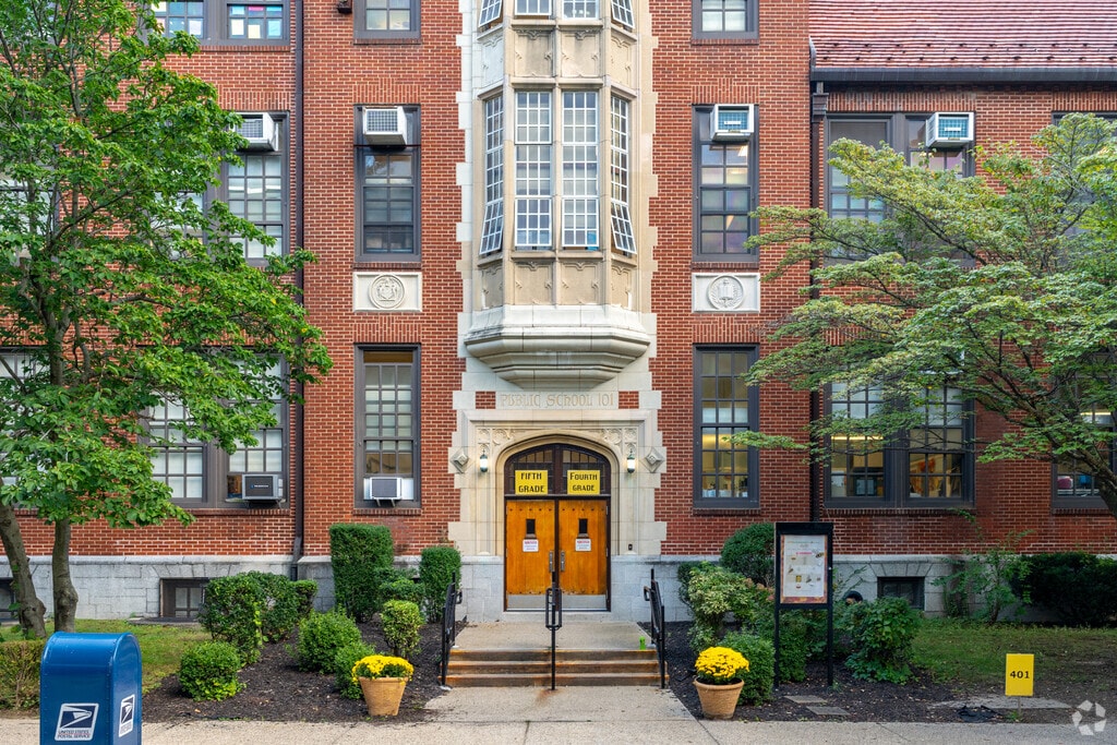 The entrance to PS 101 School in the Gardens is located along 72nd Rd.