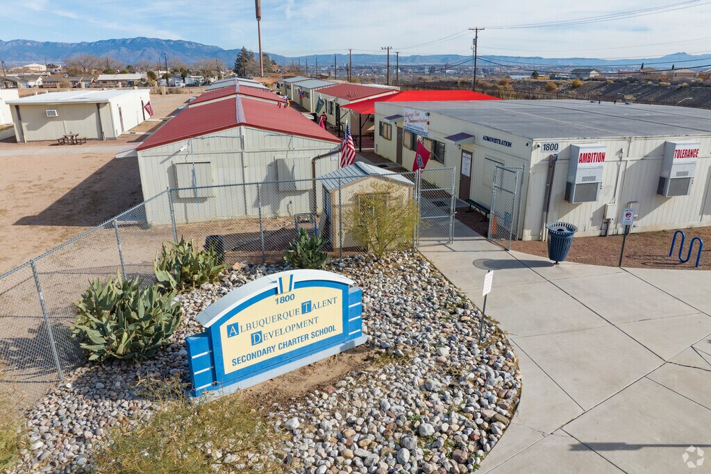 Albuquerque Talent Development Academy sign and front entrance.