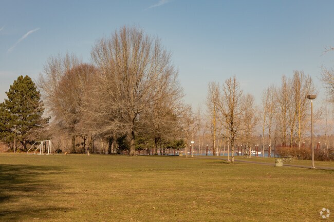 Open area shows the beautiful landscape of Willamette Park, Oregon.
