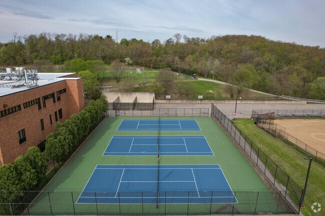 The tennis courts at South Hills Middle School are shared with Brashear High School.