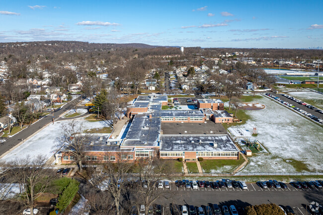 An elevated view of Evergreen Elementary School, Scotch Plains, NJ.