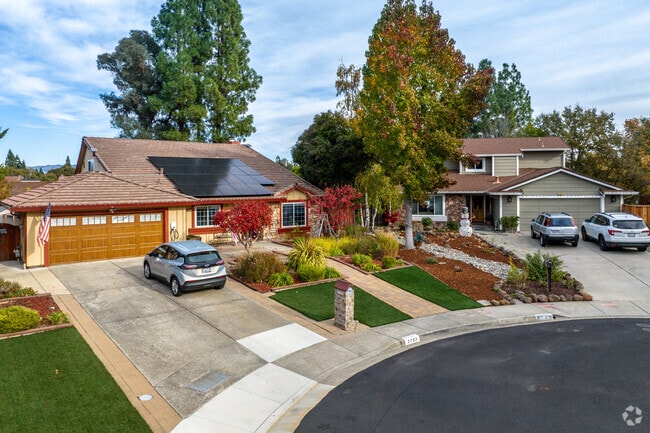 A beautiful row of unique homes in the Twin Creeks neighborhood in San Ramon.