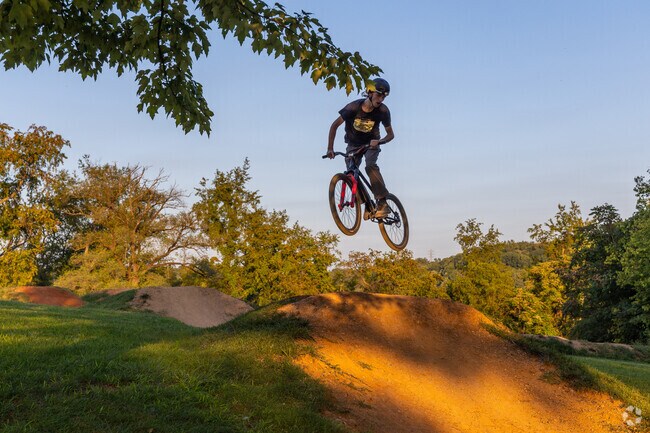 Catch some air on the dirt jump trail through Morningside Park.