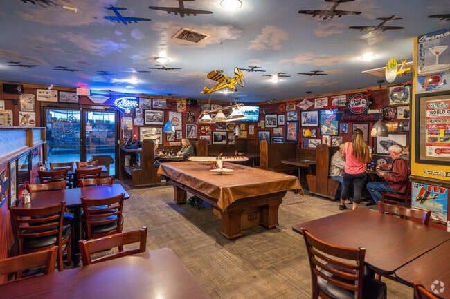 The Fly In Cafe in Lesage is a pub and restaurant located on the grounds of the Robert Newlon Airport.