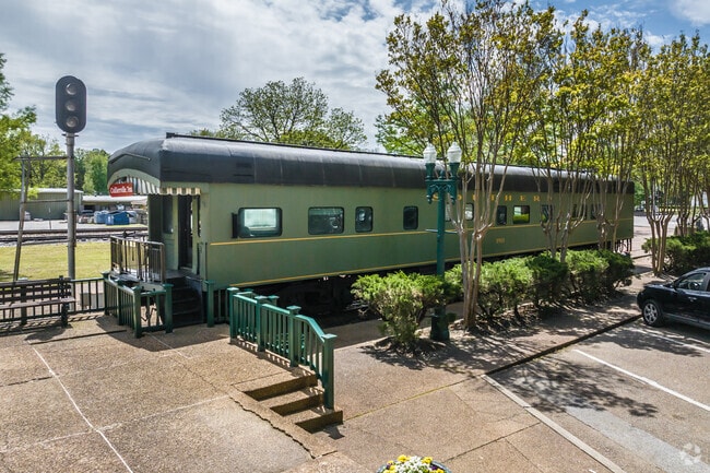 You will find historic trains around Town Square in Collierville.
