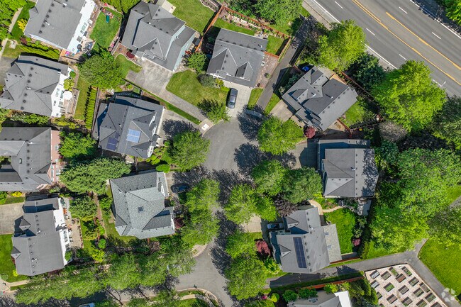 Large homes sit on well appointed lots in the Five Oaks neighborhood.