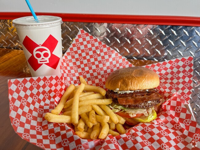 Toxic Burger in West Eugene serves a delicious Bleu Cheese Cheeseburger.