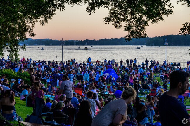 People gather in Kollen Park to watch fireworks on the 4th of July.