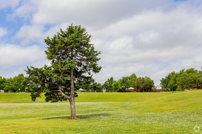 The grass field of Douglas Park is very beautiful in spring.