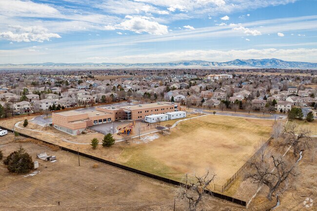 The school campus at Coyote Ridge Elementary School in Broomfield, Colorado.